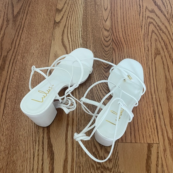 Lulus Aribaa White Lace-up High Heel Sandals - Size 7 - Picture 2 of 4